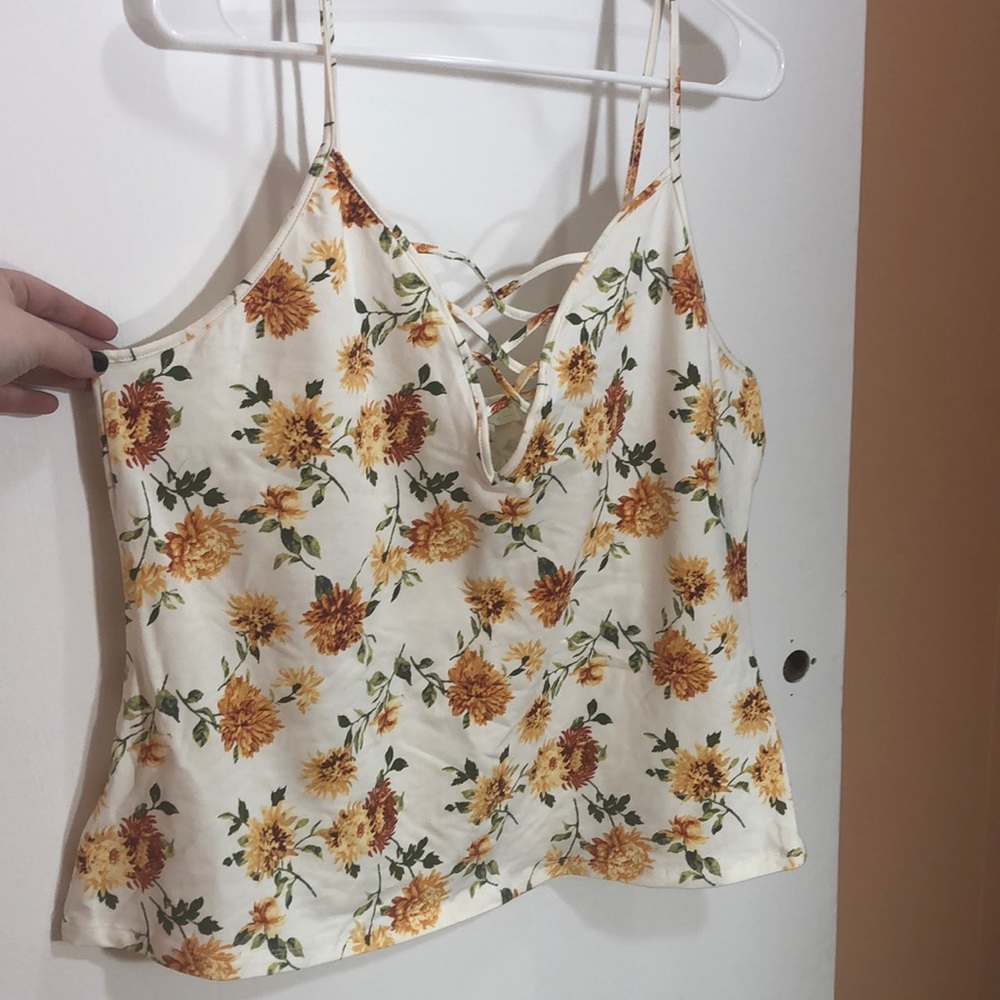 BRAND NEW Floral Tank W/ CrissCross Detailing